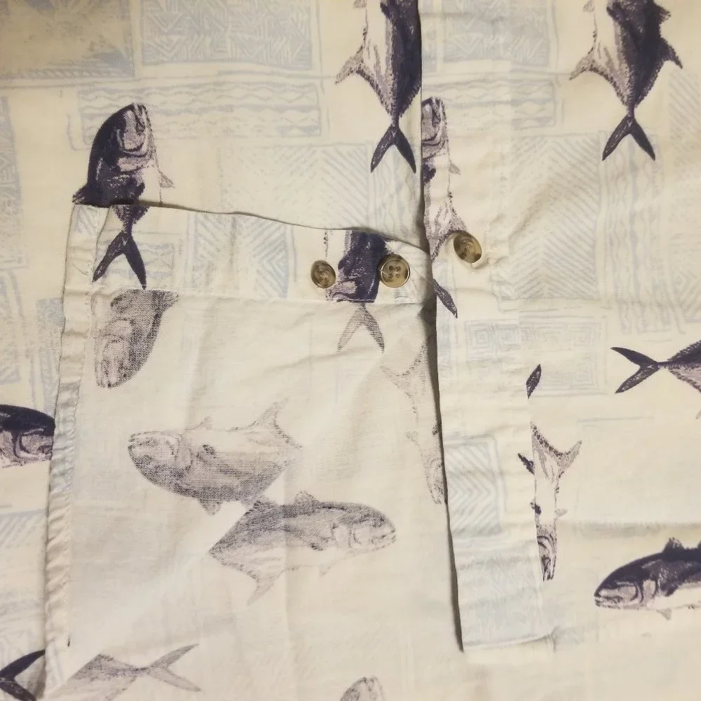 Puritan's light blue fish-themed 3XL men's shirt - Picture 2 of 4